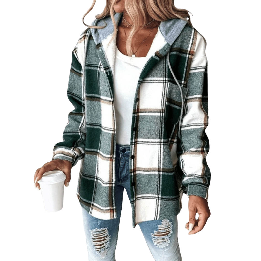 Jenalisa | Casual flannel shirt with hood