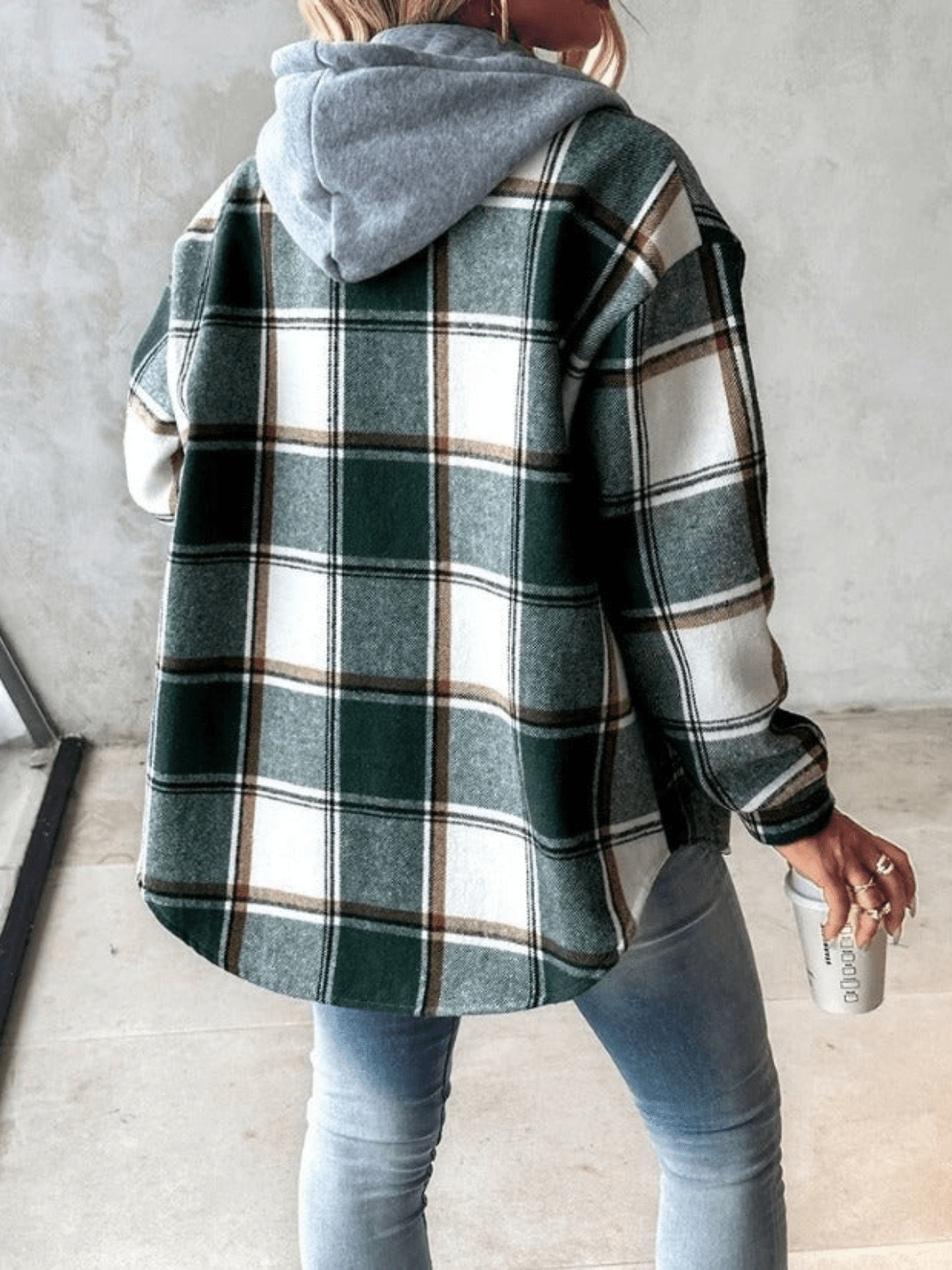 Jenalisa | Casual flannel shirt with hood