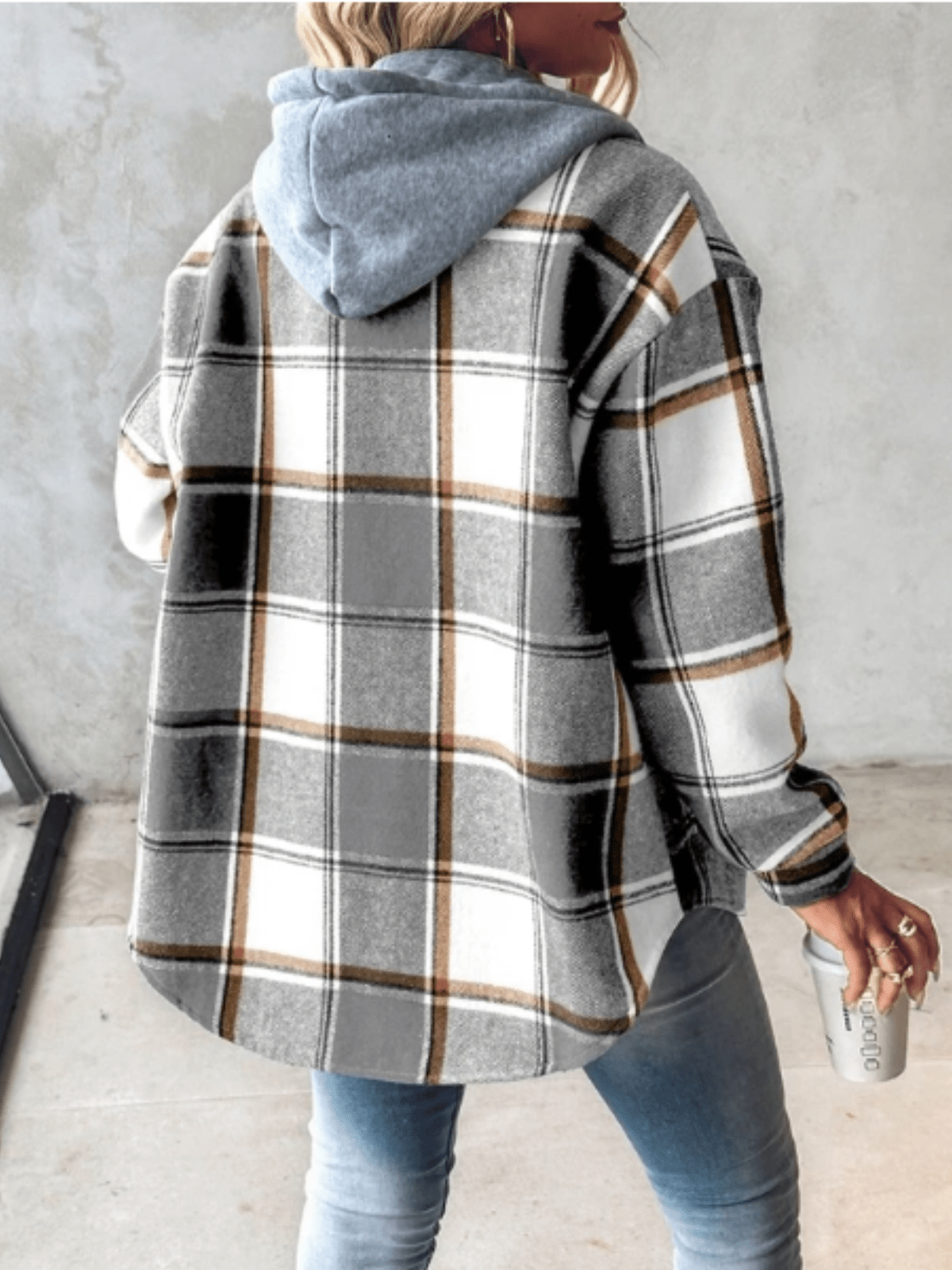 Jenalisa | Casual flannel shirt with hood