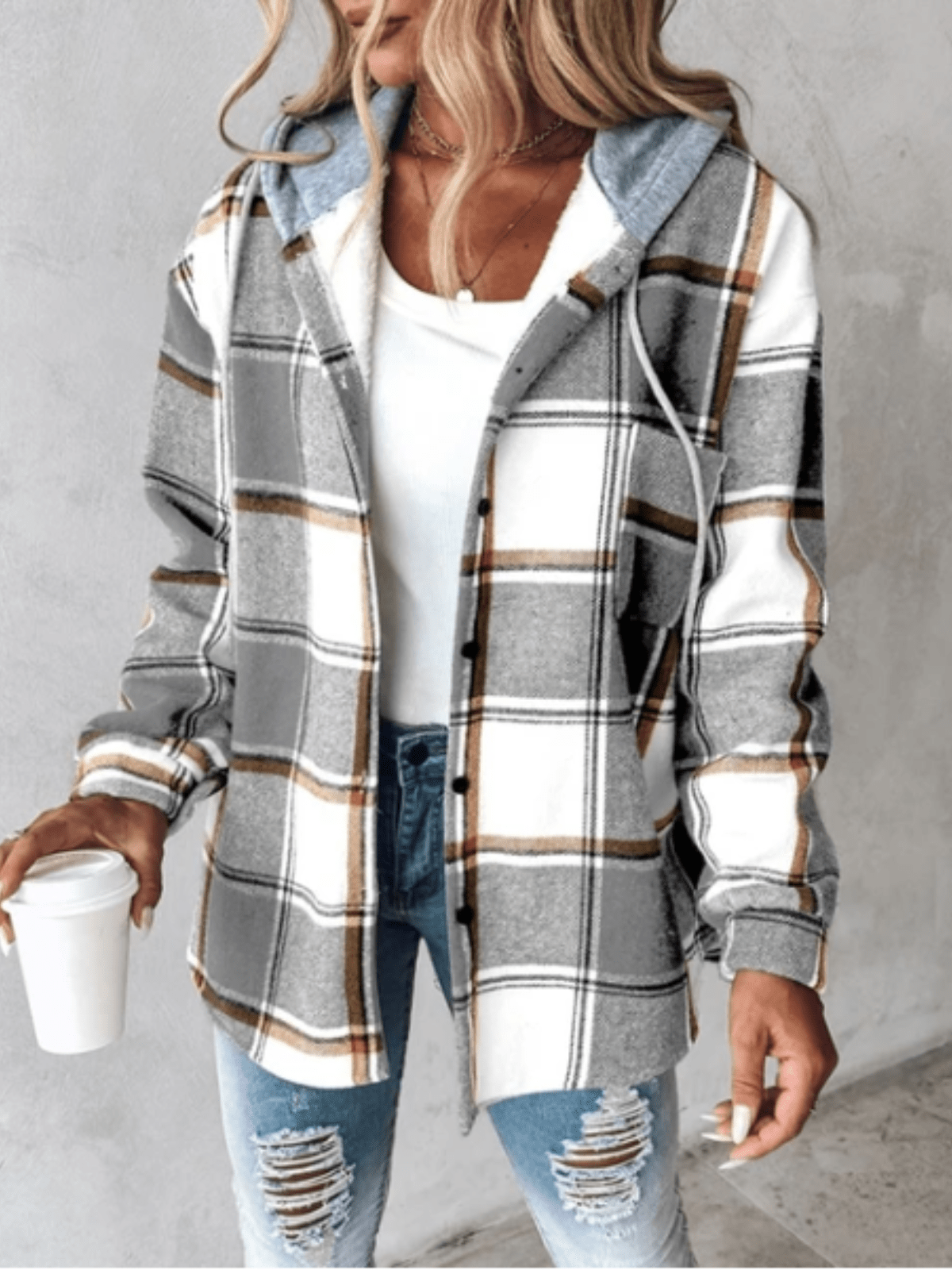 Jenalisa | Casual flannel shirt with hood