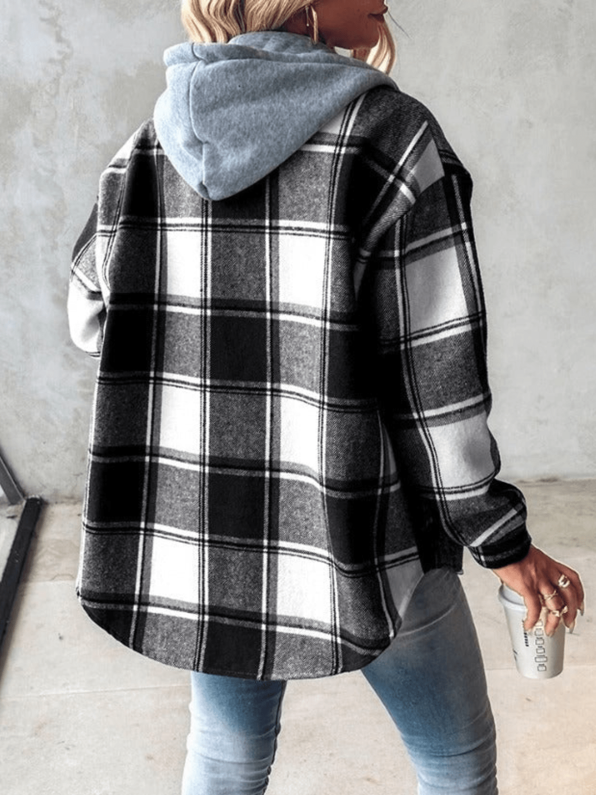 Jenalisa | Casual flannel shirt with hood