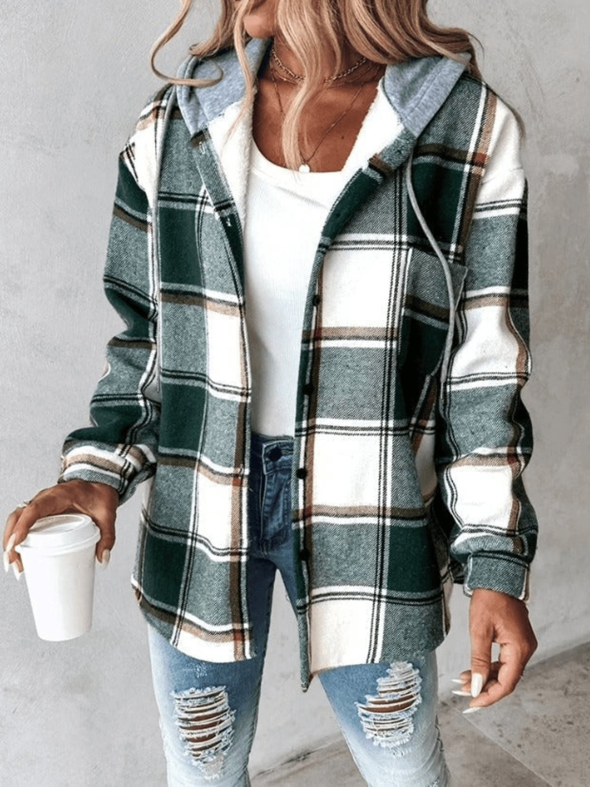 Jenalisa | Casual flannel shirt with hood